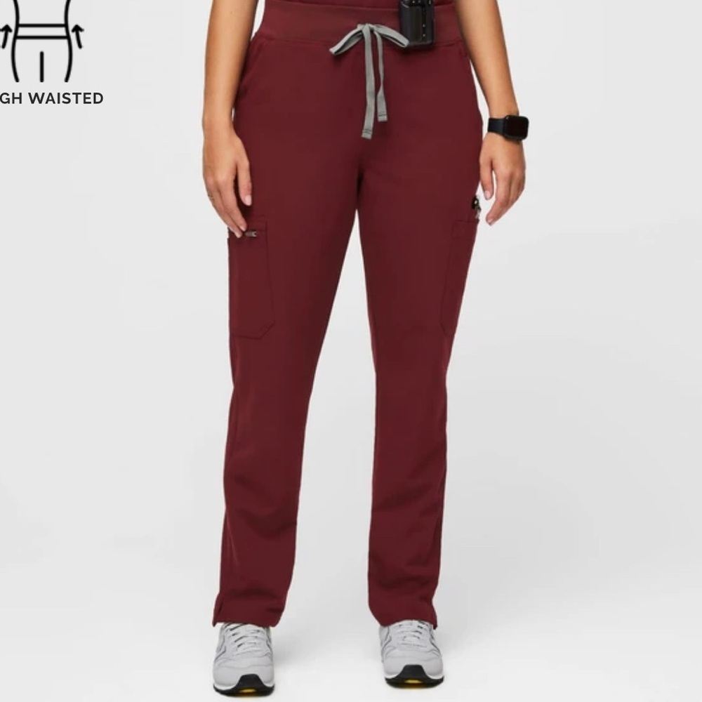 EUC FIGS High Waisted Yola Skinny Scrub Pants™ in Burgundy | Size Medium